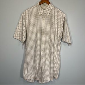 VINTAGE L.L. Bean Shirt Adult 16.5 Tall Blue Yellow Check Button Up Casual Mens